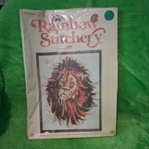 Vintage Rainbow Lion Stitchery Kit 1978 SEALED Embroidery Kit